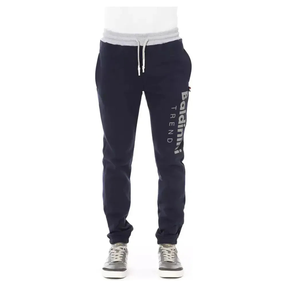 Baldinini Trend Blue Cotton Men's Sport Pant BA-22598-3XL