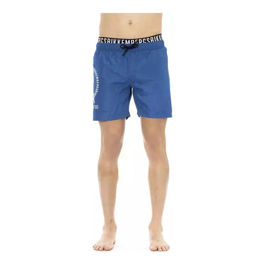 Bikkembergs Blue Polyester Men Swim Short BI-21997-XL