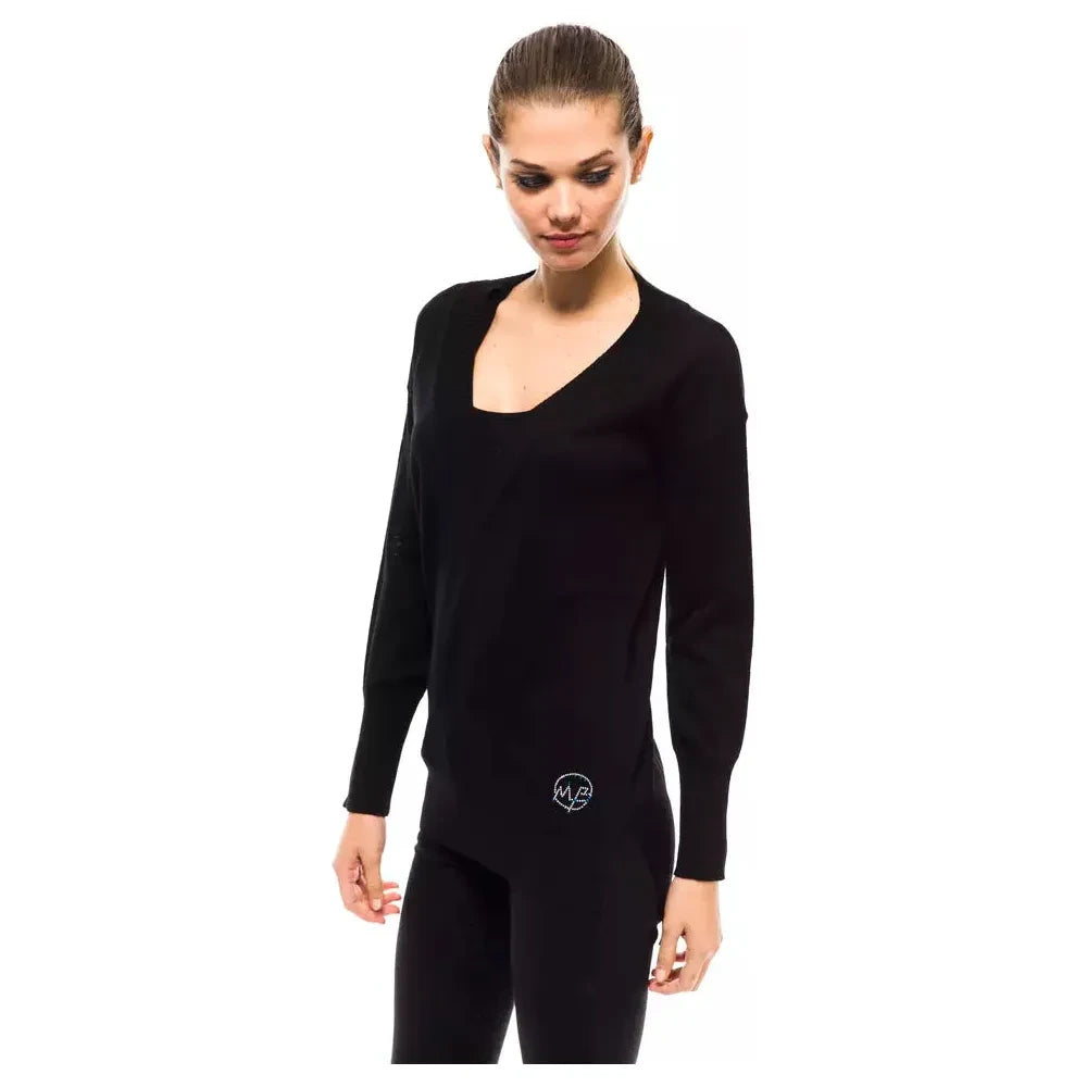 优雅 V 领羊毛混纺设计师毛衣