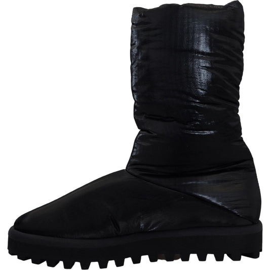 Dolce & Gabbana Black Boots Padded Mid Calf Winter Shoes MV4774- 44