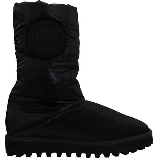 Dolce & Gabbana Black Boots Padded Mid Calf Winter Shoes MV4774- 44