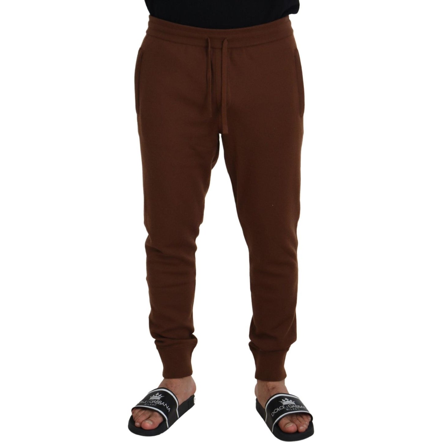 Dolce & Gabbana Brown Cashmere Men Drawstring Jogger Pants PAN73231 - 56
