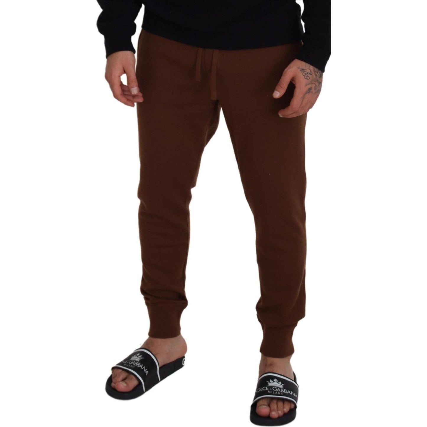 Dolce & Gabbana Brown Cashmere Men Drawstring Jogger Pants PAN73231 - 56