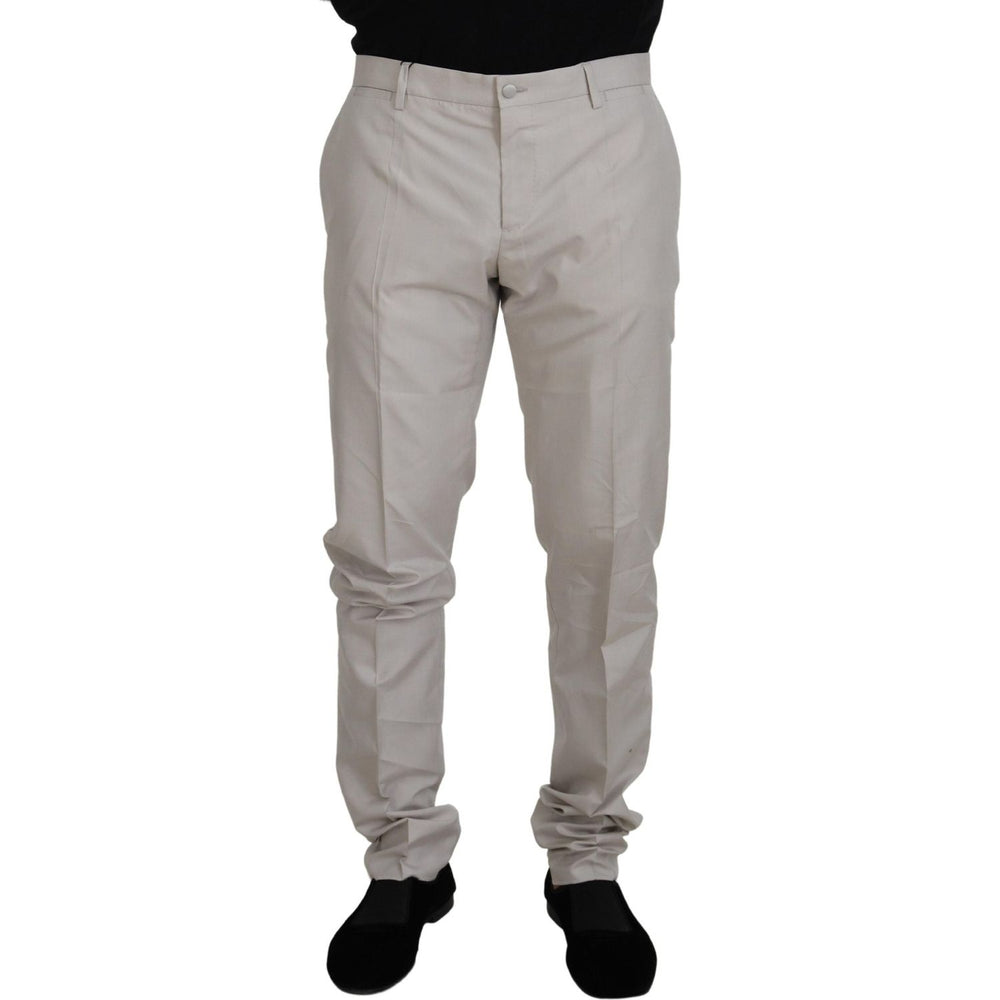 Dolce & Gabbana Off White Silk Mid Waist Chino Pants PAN73269 - 54