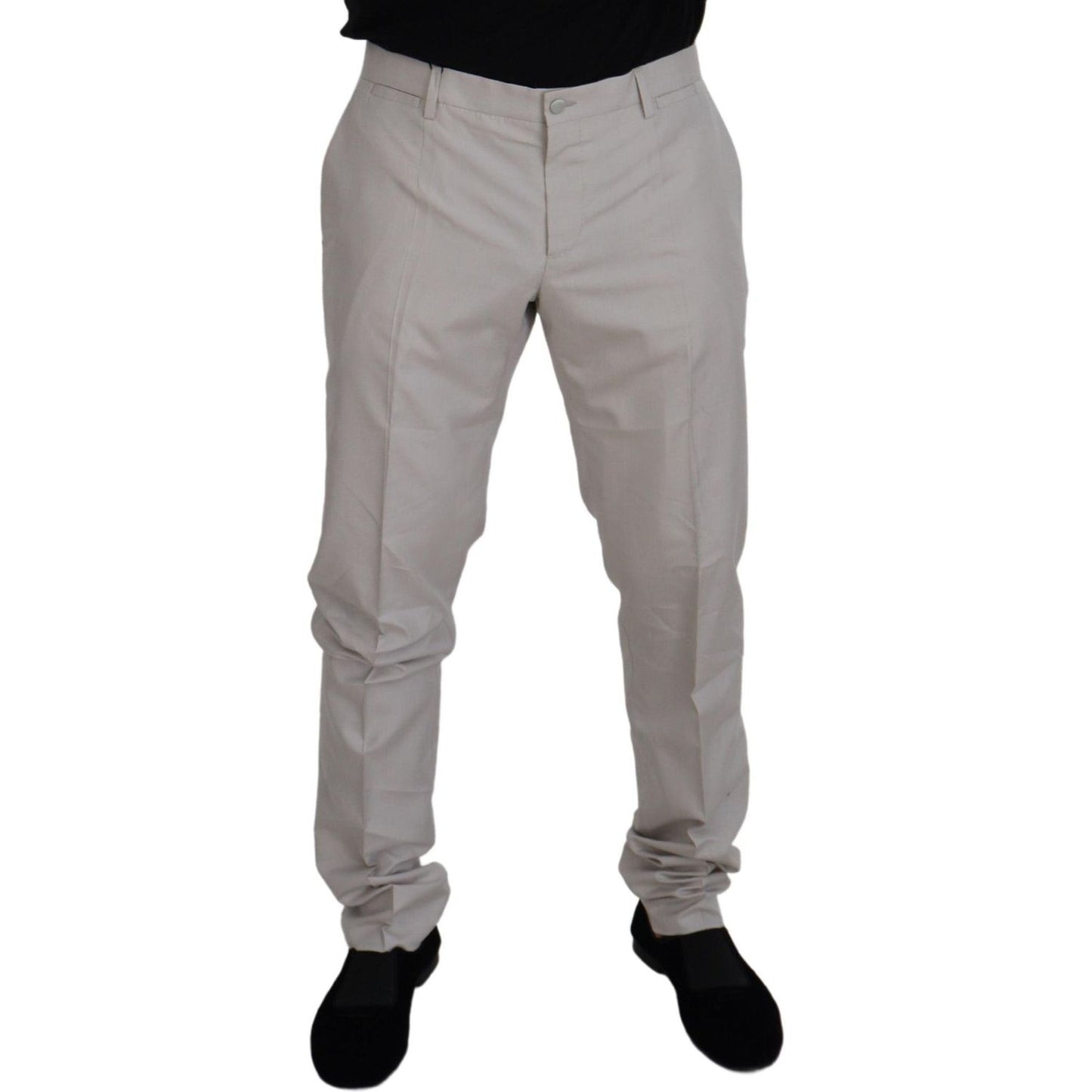 Dolce & Gabbana Off White Silk Mid Waist Chino Pants PAN73269 - 54