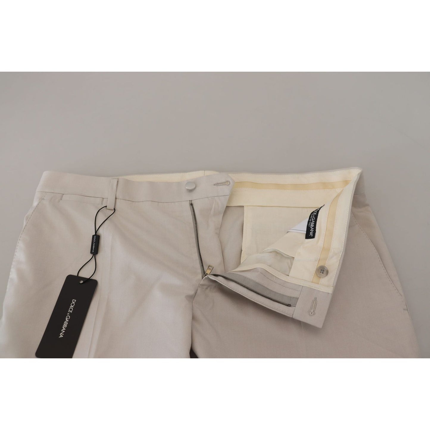 Dolce & Gabbana Off White Silk Mid Waist Chino Pants PAN73269 - 54