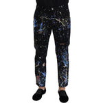 Dolce & Gabbana Black Cotton Color Splash Print Denim Jeans PAN73303 - 48