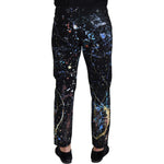 Dolce & Gabbana Black Cotton Color Splash Print Denim Jeans PAN73303 - 48