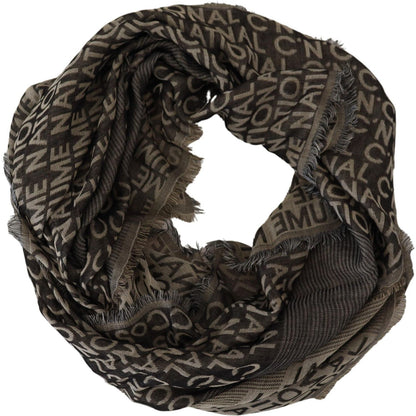 Costume National Gray Logo Knit Neck Wrap Shawl Scarf