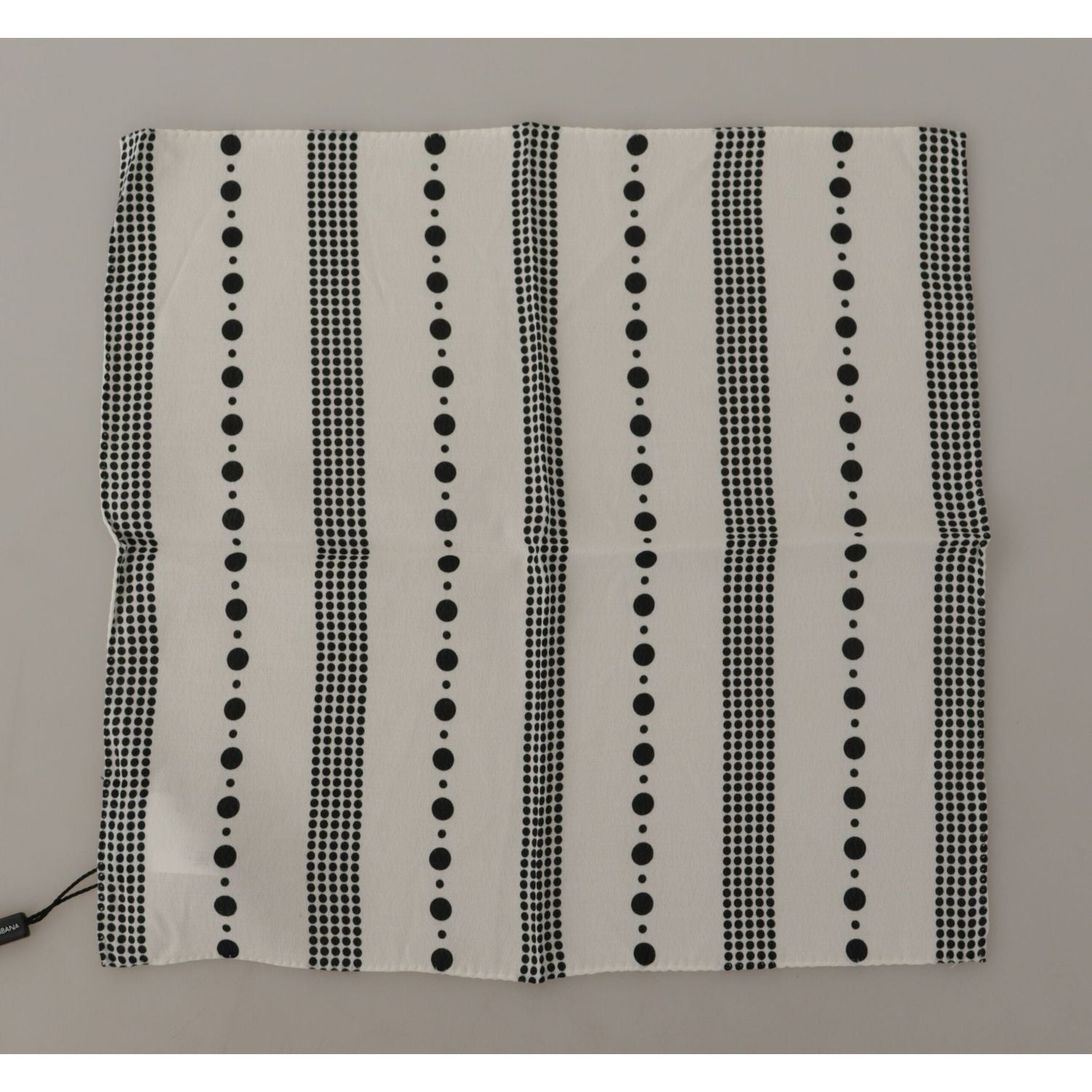 Dolce & Gabbana White Dotted Stripes Square Handkerchief Viscose Scarf