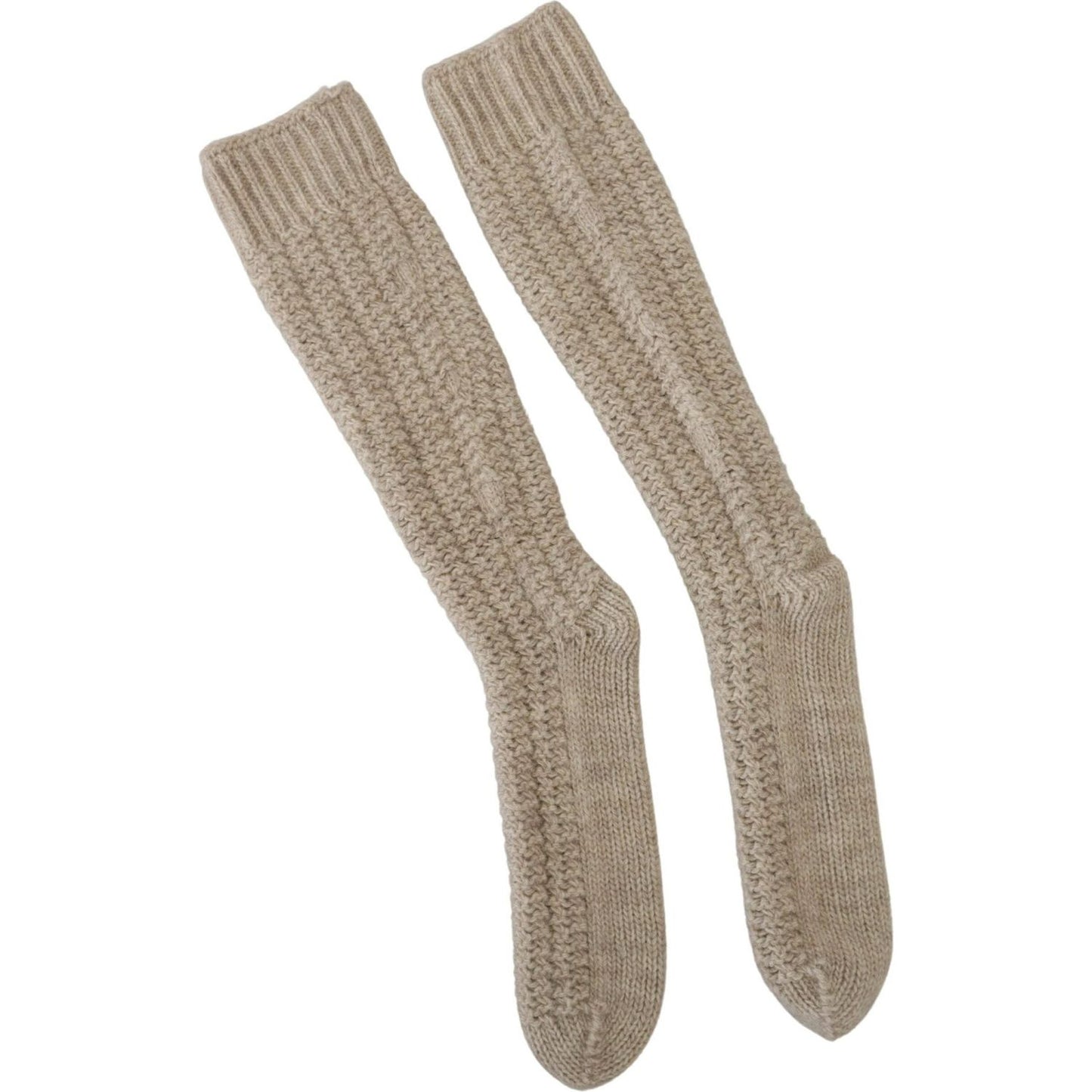 Dolce & Gabbana Beige Wool Knit Calf Long Women Socks SCS2064