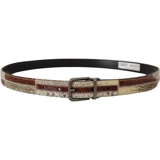 Dolce & Gabbana Multicolor Exotic Leather Patchwork Metal Belt BEL8404- 90