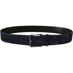 Dolce & Gabbana Navy Blue Velvet Leather Silver Logo Buckle Belt BEL8427 -90