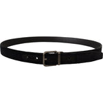Dolce & Gabbana Black Velvet Silver Tone Logo Metal Buckle Belt BEL8434 -75