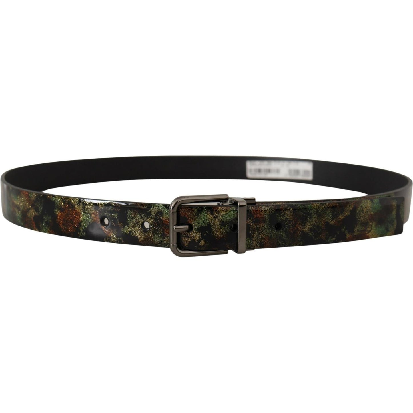 Dolce & Gabbana Black Sparkling Leather Black Metal Buckle Belt BEL8466 -90