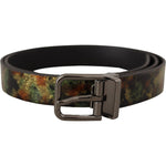 Dolce & Gabbana Black Sparkling Leather Black Metal Buckle Belt BEL8466 -90