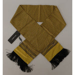 Dolce & Gabbana Yellow Patterned Silk Neck Wrap Fringe Scarf MS6524