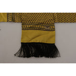 Dolce & Gabbana Yellow Patterned Silk Neck Wrap Fringe Scarf MS6524