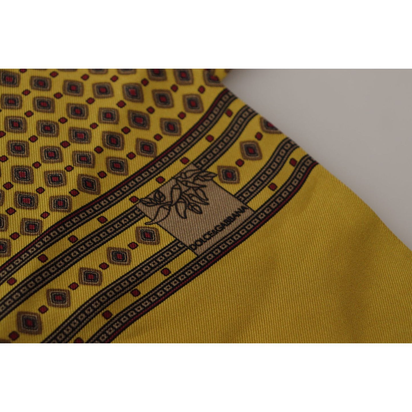 Dolce & Gabbana Yellow Patterned Silk Neck Wrap Fringe Scarf MS6524