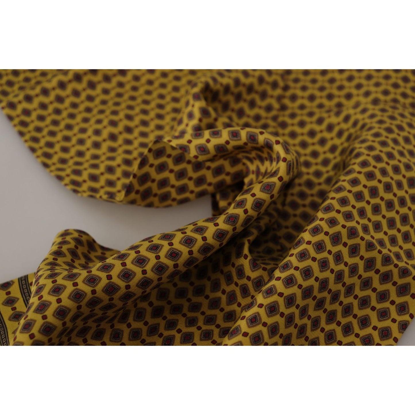 Dolce & Gabbana Yellow Patterned Silk Neck Wrap Fringe Scarf MS6524