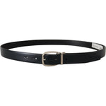 Dolce & Gabbana Black Leather Formal Silver Metal Buckle Belt BEL8490