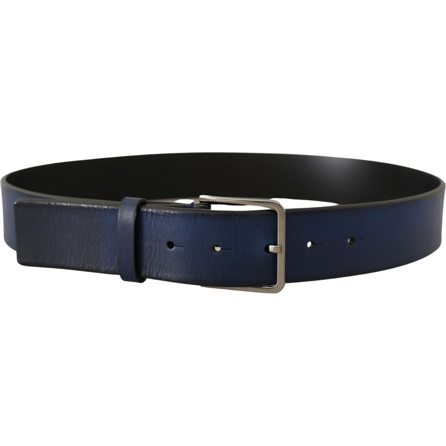 Dolce & Gabbana Blue Calf Leather Silver Metal Buckle Classic Belt BEL8495- 85