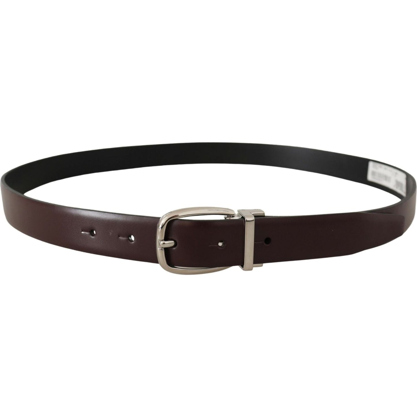 Dolce & Gabbana Solid Brown Leather Silver Metal Belt BEL8508- 90
