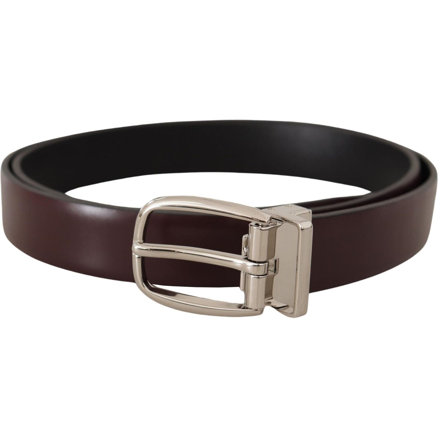 Dolce & Gabbana Solid Brown Leather Silver Metal Belt BEL8508- 90