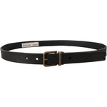 Dolce & Gabbana Black Leather Brass Metal Grain Buckle Classic Belt BEL8516- 90