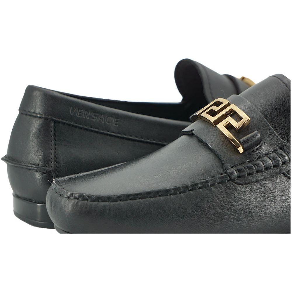 Versace Elegant Black Calf Leather Men's Loafers 8054712178184
