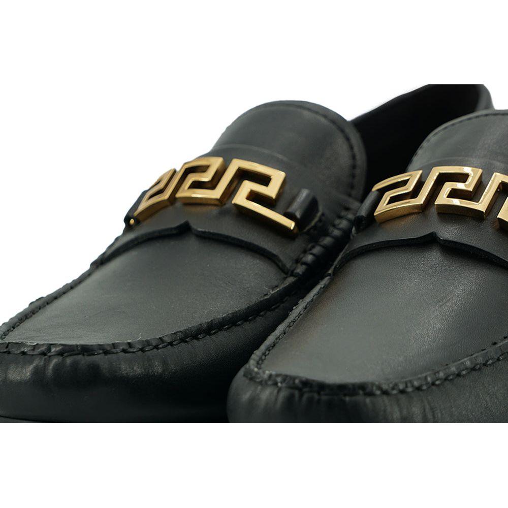 Versace Elegant Black Calf Leather Men's Loafers 8054712178184