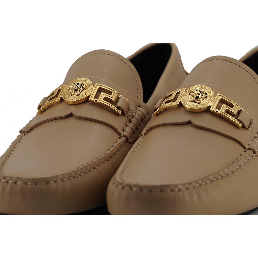 Versace Exquisite Medusa Gold-Tone Leather Loafers 8056204197888