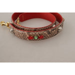 Dolce & Gabbana Brown Python Leather Crystals Shoulder Strap BEL8735