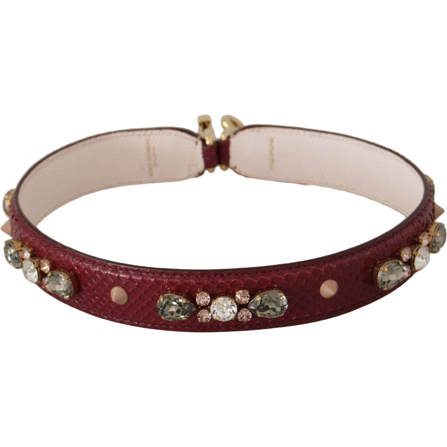 Dolce & Gabbana Bordeaux Leather Crystals Bag Shoulder Strap