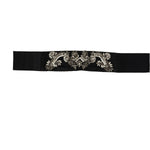 Dolce & Gabbana Black Silk Brass Crystal Embellished Waist Belt BEL8394 - 42