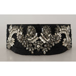 Dolce & Gabbana Black Silk Brass Crystal Embellished Waist Belt BEL8394 - 42