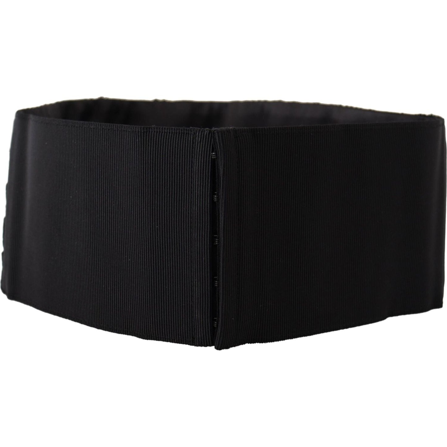 Dolce & Gabbana Black Silk Brass Crystal Embellished Waist Belt BEL8394 - 42