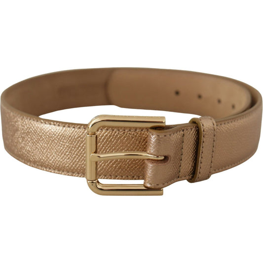 Dolce & Gabbana Rose Gold Leather Metallic Tone Metal Buckle Belt BEL8443 - 70