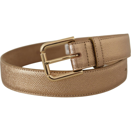 Dolce & Gabbana Rose Gold Leather Metallic Tone Metal Buckle Belt BEL8443 - 70