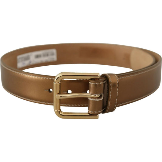 Dolce & Gabbana Bronze Calf Leather Gold Logo Waist Buckle Belt WMB143 - 65