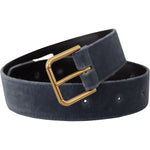 Dolce & Gabbana Navy Blue Velvet Gold Metal Logo Waist Buckle Belt WMB150 - 60