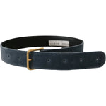Dolce & Gabbana Navy Blue Velvet Gold Metal Logo Waist Buckle Belt WMB150 - 60