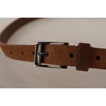Dolce & Gabbana Brown Logo Engraved Metal Waist Buckle Belt WMB151 - 90