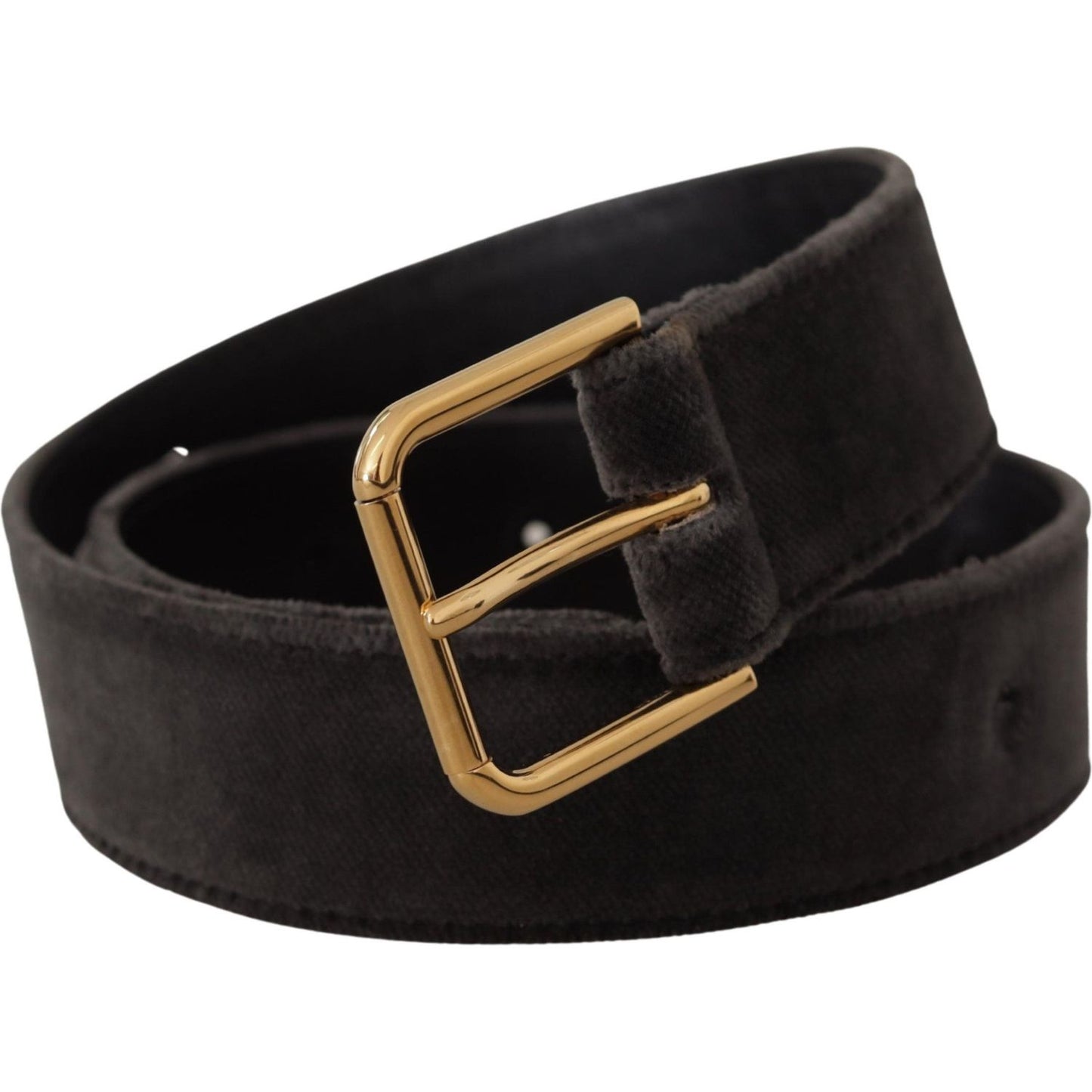 Dolce & Gabbana Brown Velvet Gold Tone Logo Metal Waist Buckle Belt WMB155 - 60