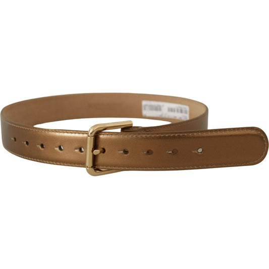 Dolce & Gabbana Bronze Leather Gold Logo Engraved Waist Buckle Belt WMB158 - 65