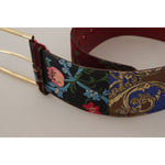 Dolce & Gabbana Red Embroidered Leather Gold Logo Metal Buckle Belt WMB256 - 70