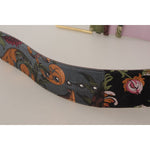 Dolce & Gabbana Multicolor Leather Embroidered Gold Metal Buckle Belt WMB258 - 75