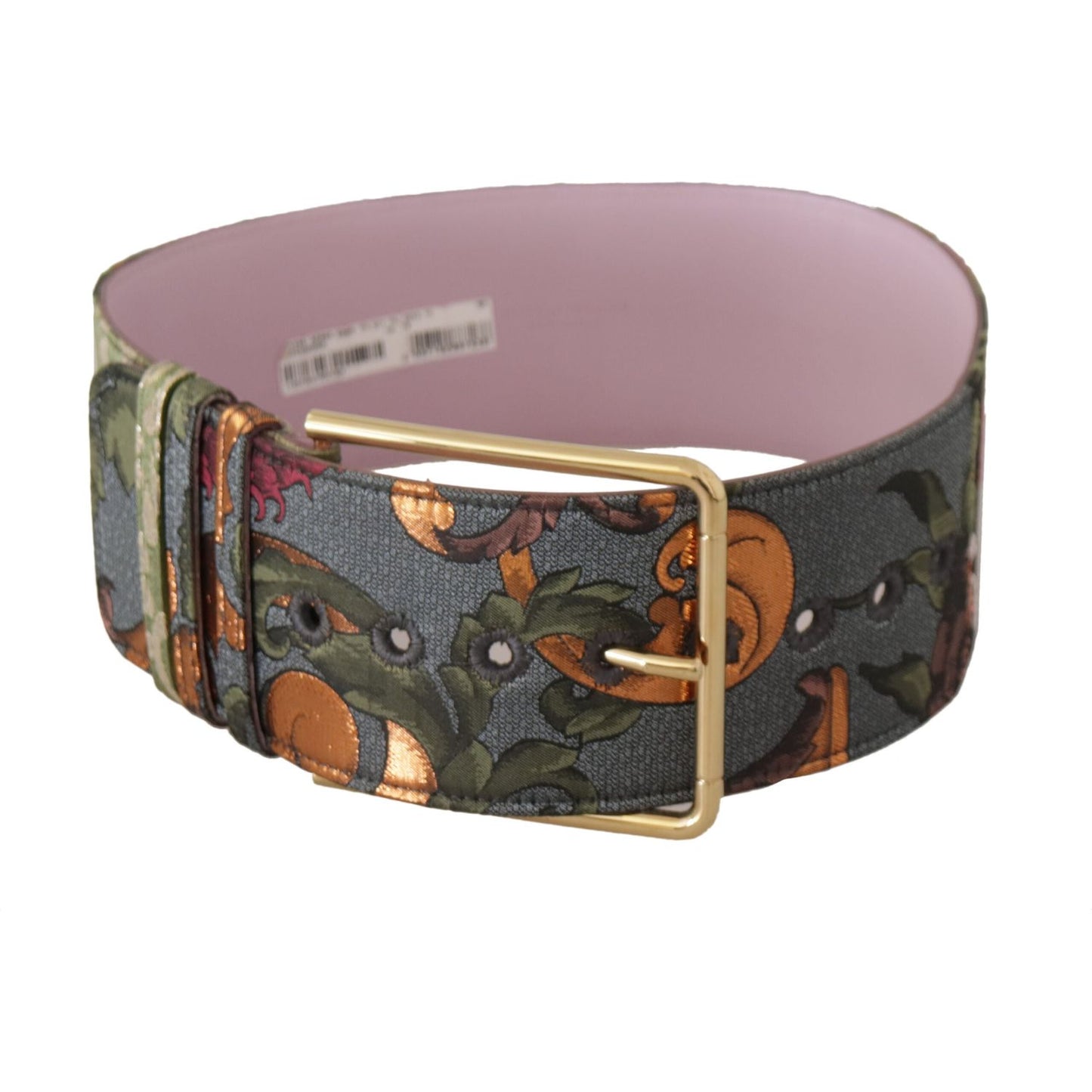 Dolce & Gabbana Multicolor Leather Embroidered Gold Metal Buckle Belt WMB258 - 75