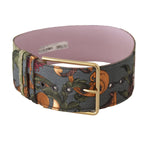 Dolce & Gabbana Multicolor Leather Embroidered Gold Metal Buckle Belt WMB258 - 75