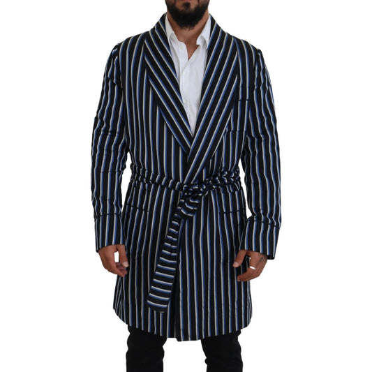 Dolce & Gabbana Black Blue Martini Printed Lining Robe KOS2145- 48